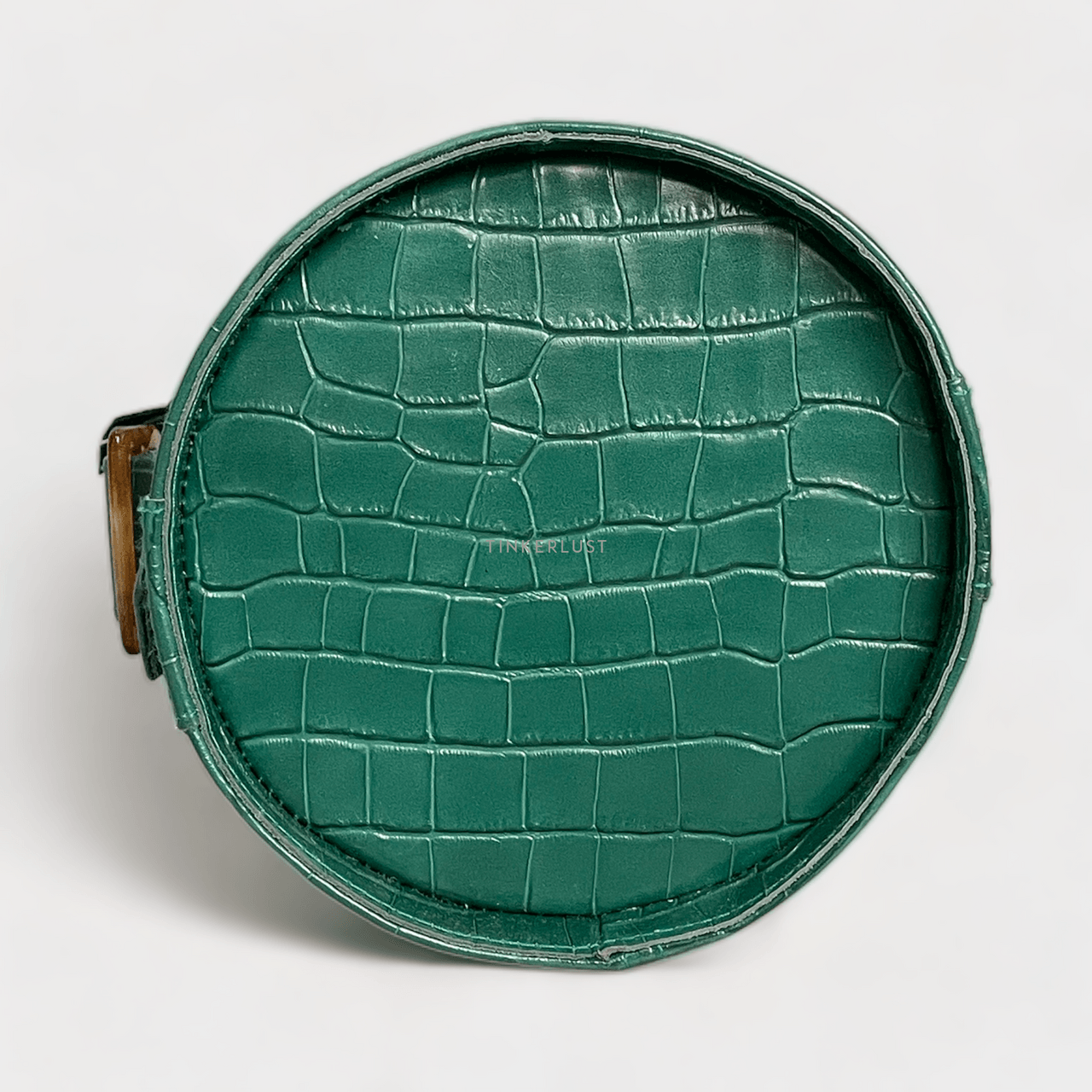 PRIEL Dark Green Croco Handbag