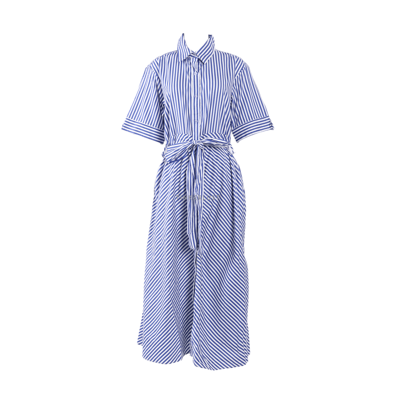 Claryn Blue & White Stripes Midi Dress