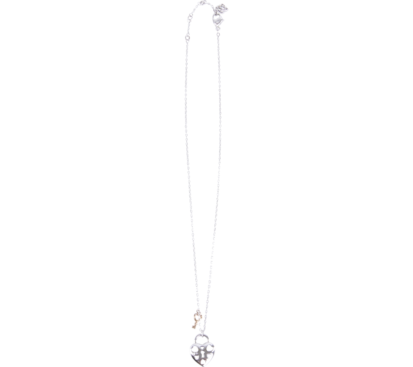 Swarovski Silver & Gold TASHA Heart Lock & Key Pendant Necklace Swan Perhiasan