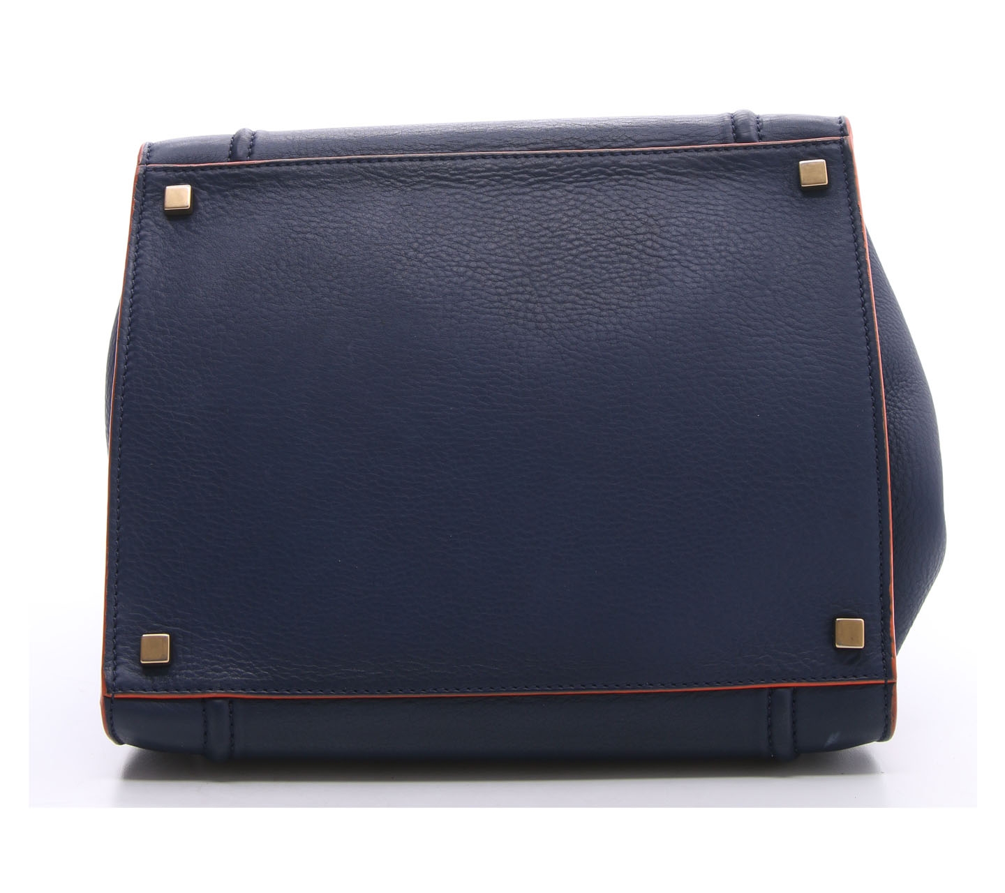 Celine Navy & Orange Luggage Classic Pebble Leather Tote Bag