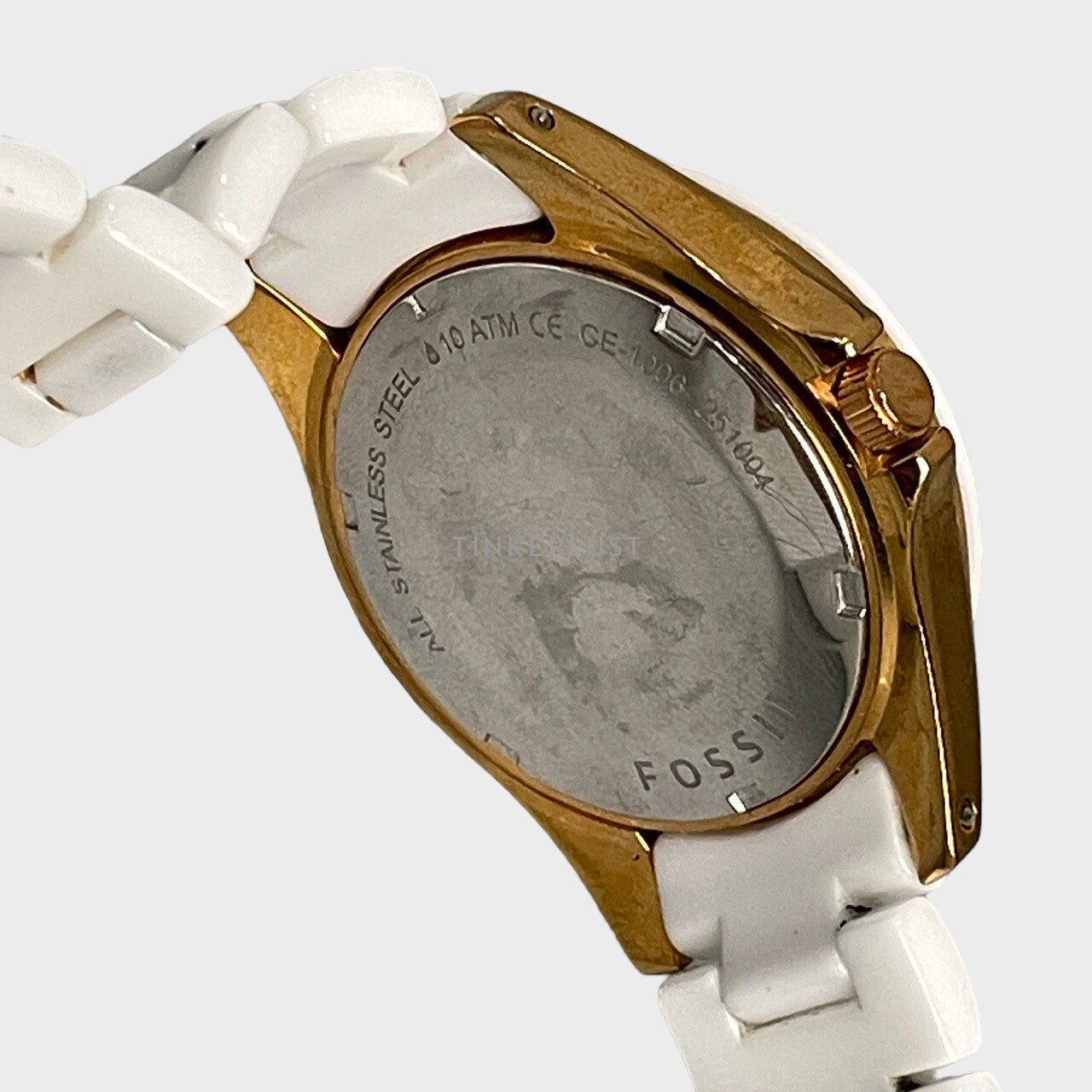 Fossil White Ceramic Gold Watch