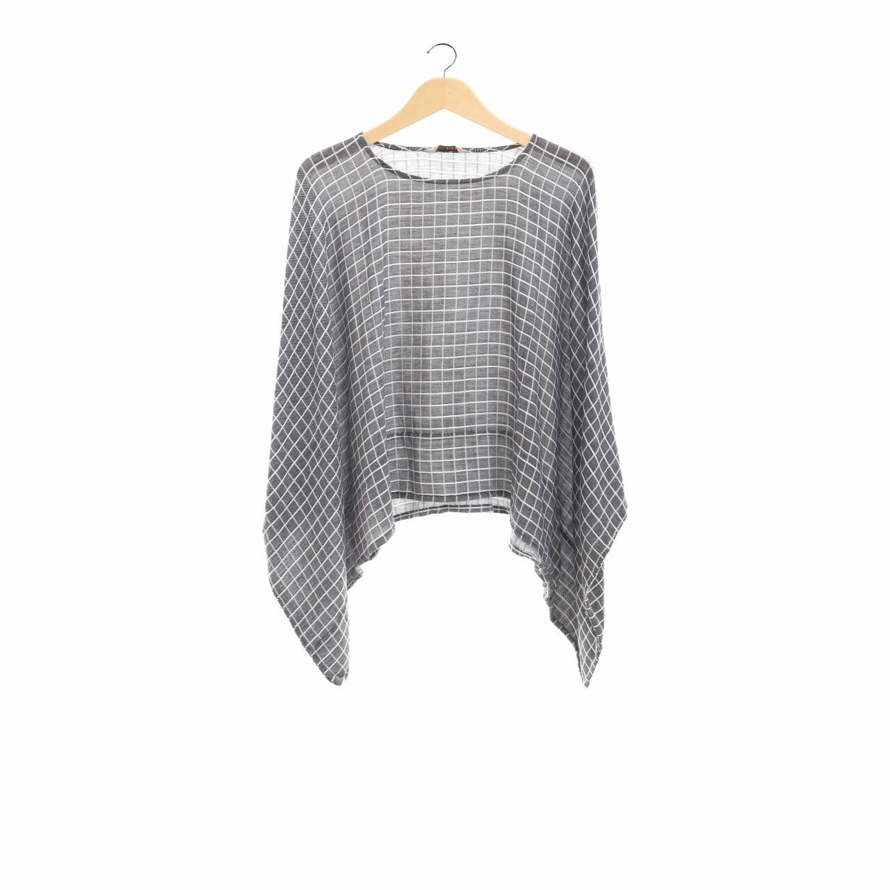 Private Collection Grey Plaid Batwing Blouse
