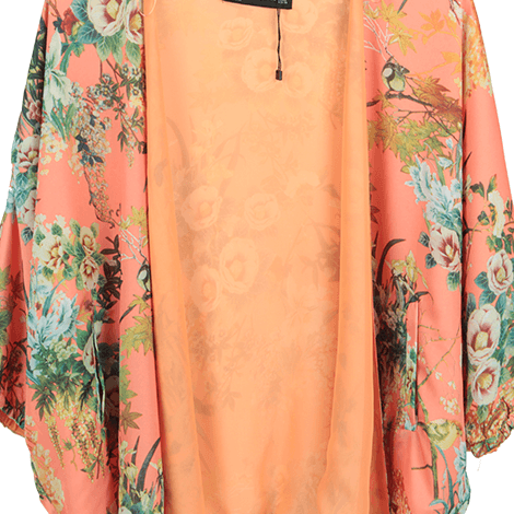 Orange Floral Batwing Outerwear