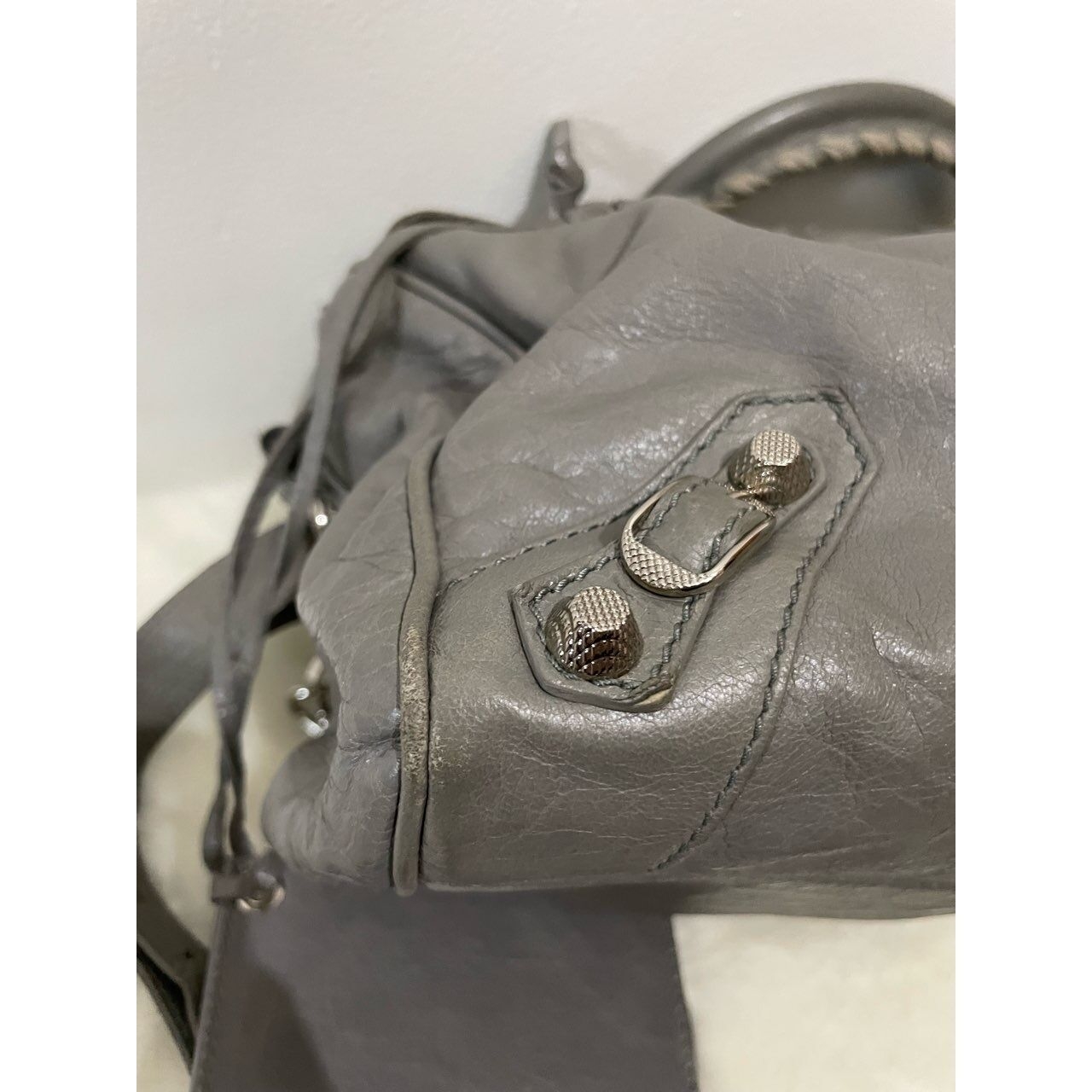 Balenciaga Boston Grey Agneau Giant 12 SHW Handbag