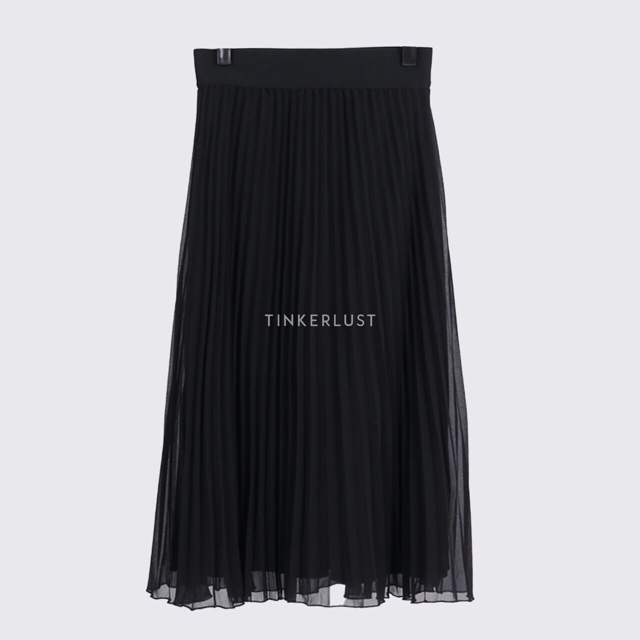 DKNY Pull On Pleated Black Midi Skirt