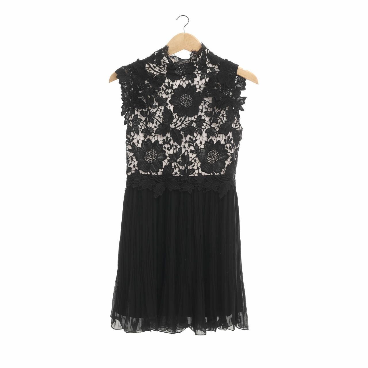 Caroline Kosasih Black Pleats Lace Mini Dress	