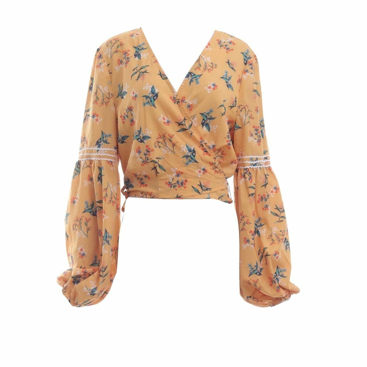 The Fifth Label Mustard Floral Wrap Blouse