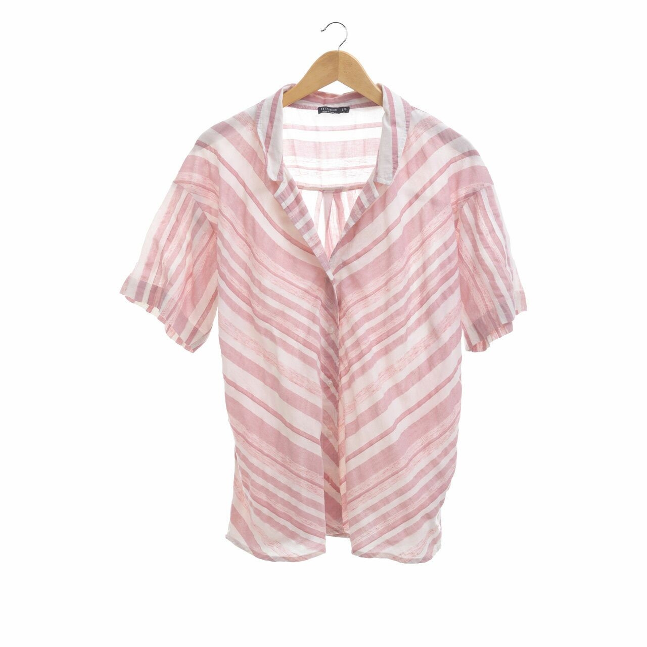 Cotton On Pink & Off White Striped Shirt