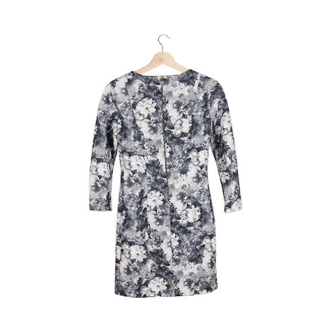 Black and White Floral Long Sleeve Mini Dress