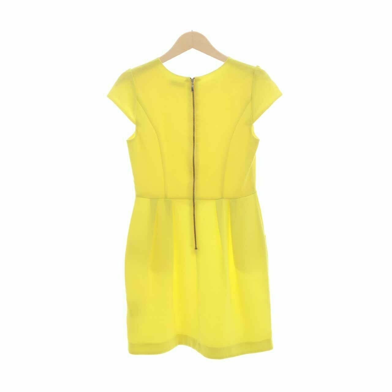 Miss Selfridge Neon Yellow Midi Dress