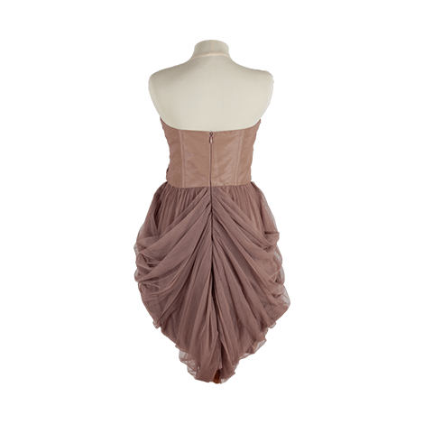 Brown Tulle Strapless Mini Dress