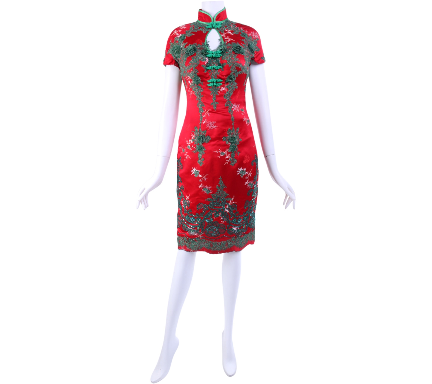 Rusly Tjohnardi Red And Green Floral Midi Dress