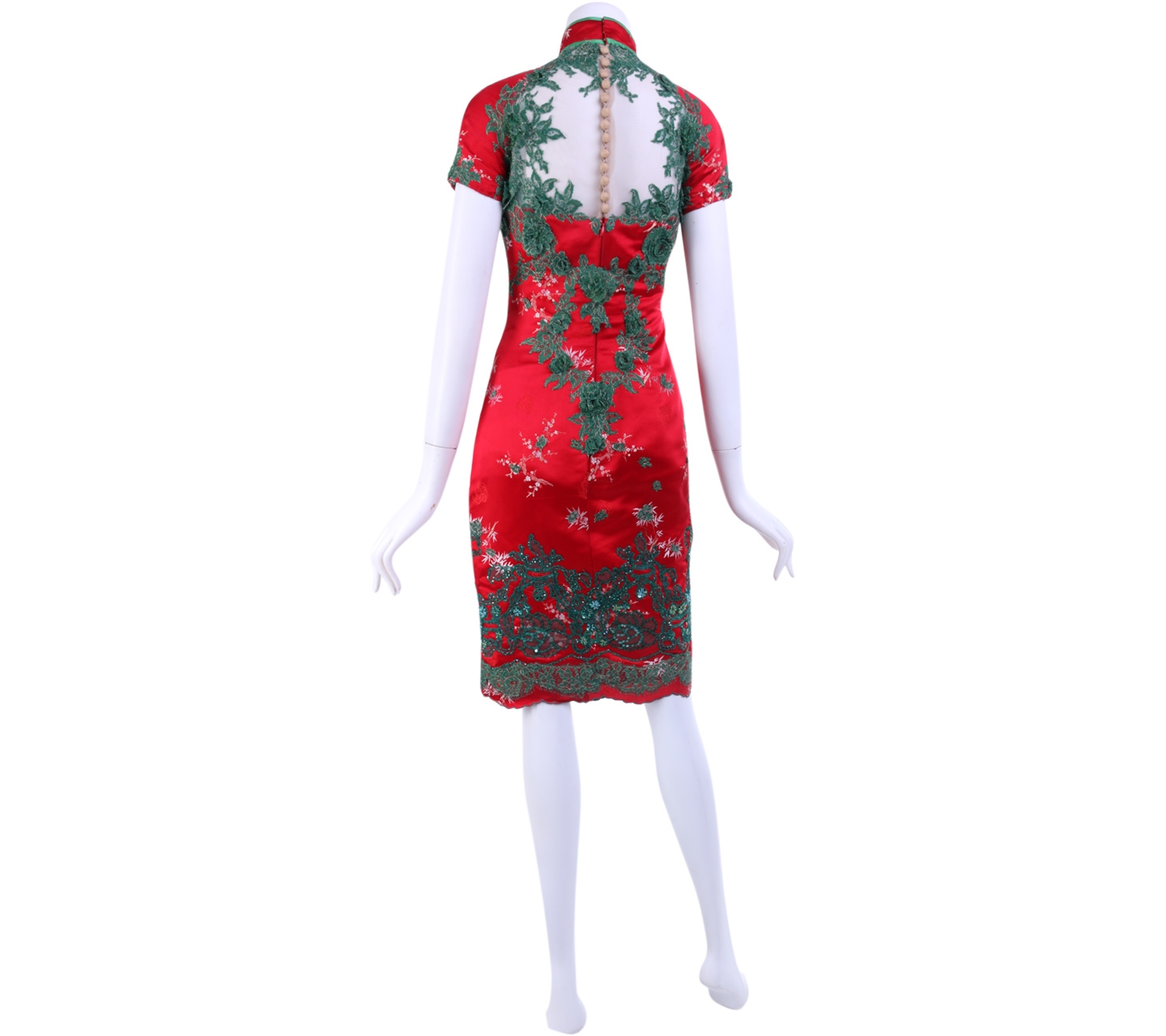 Rusly Tjohnardi Red And Green Floral Midi Dress