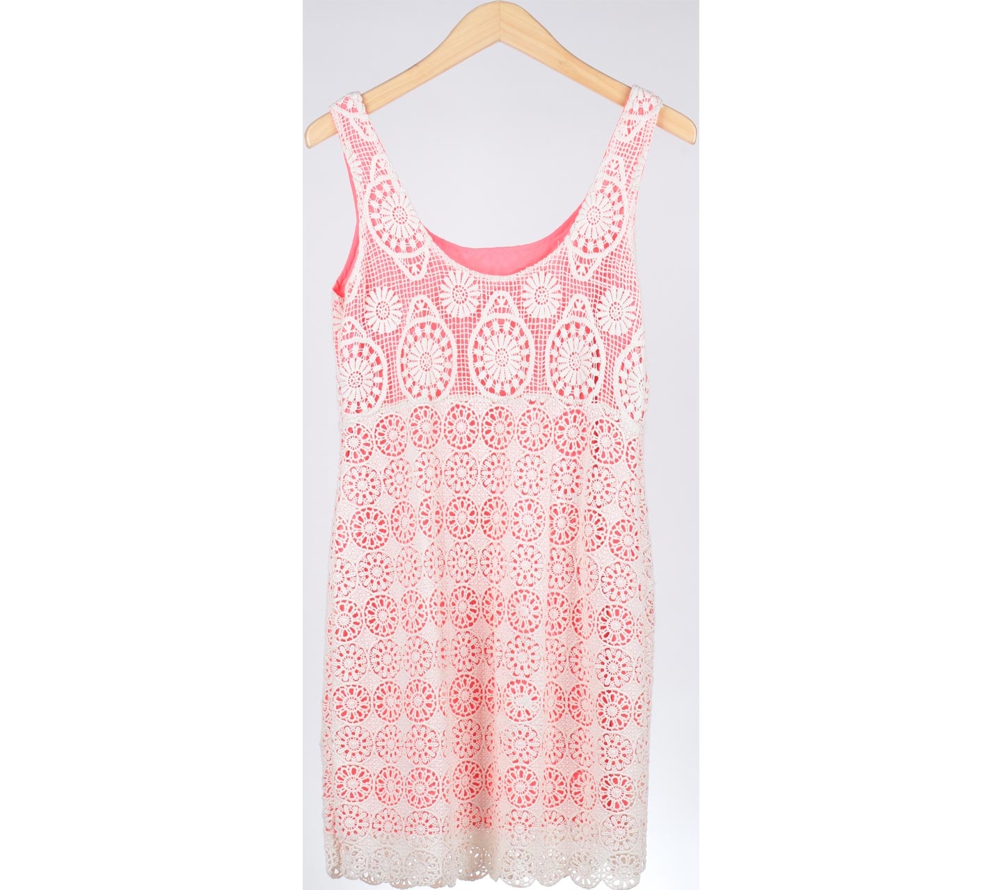 Suite Blanco Pink And Cream Perforated Mini Dress