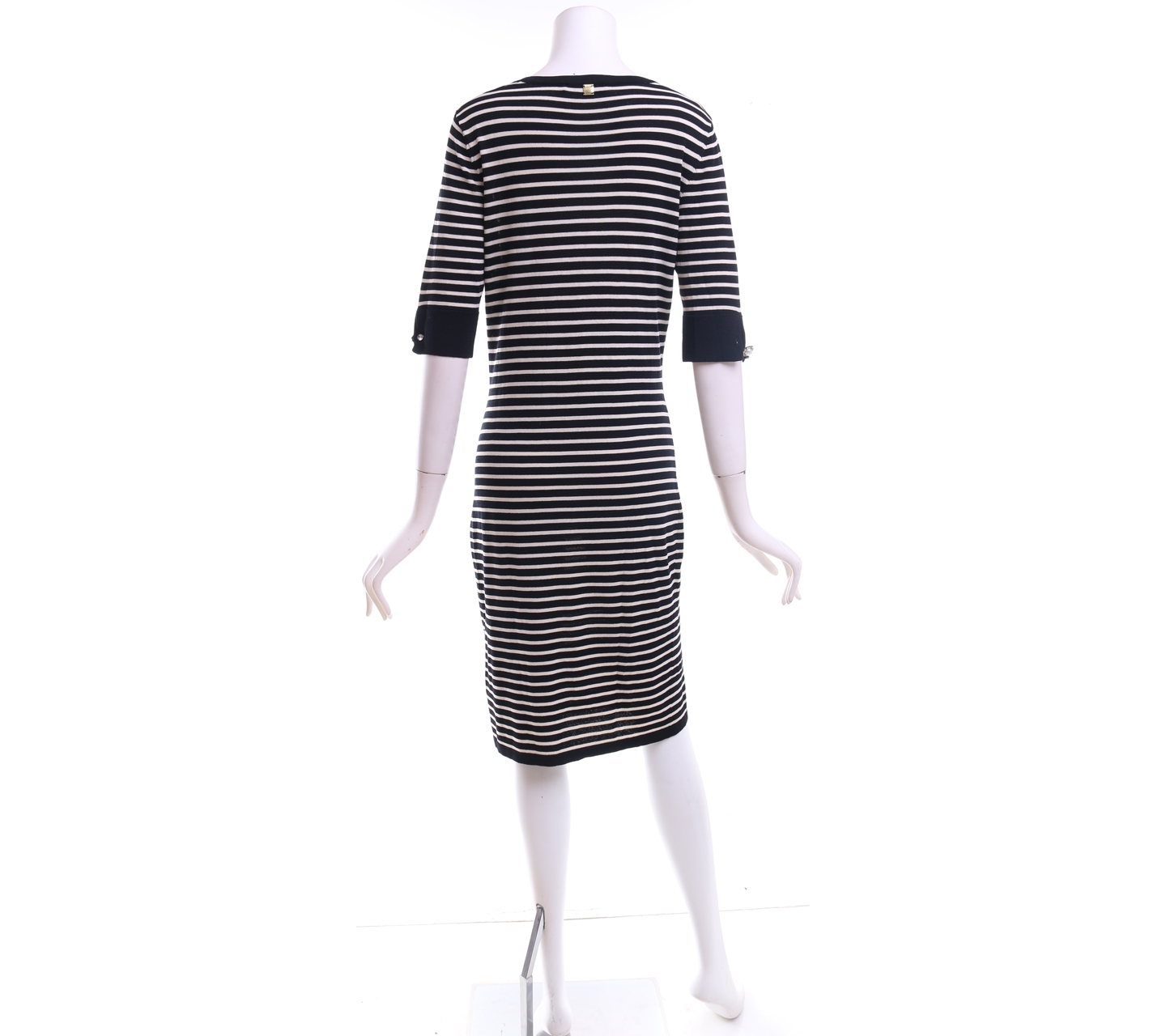 LIU JO Black And Cream Striped Midi Dress