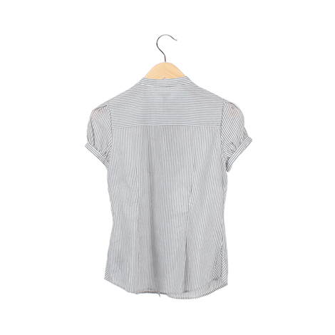 White Striped Short Sleeve Blouse