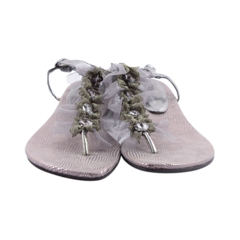 Charles and Keith Silver Diamond Tulle Flat Sandals