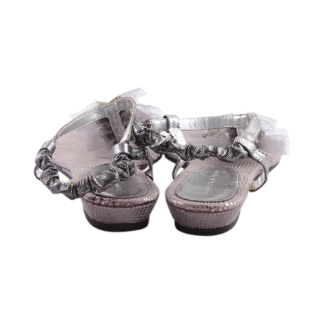Charles and Keith Silver Diamond Tulle Flat Sandals