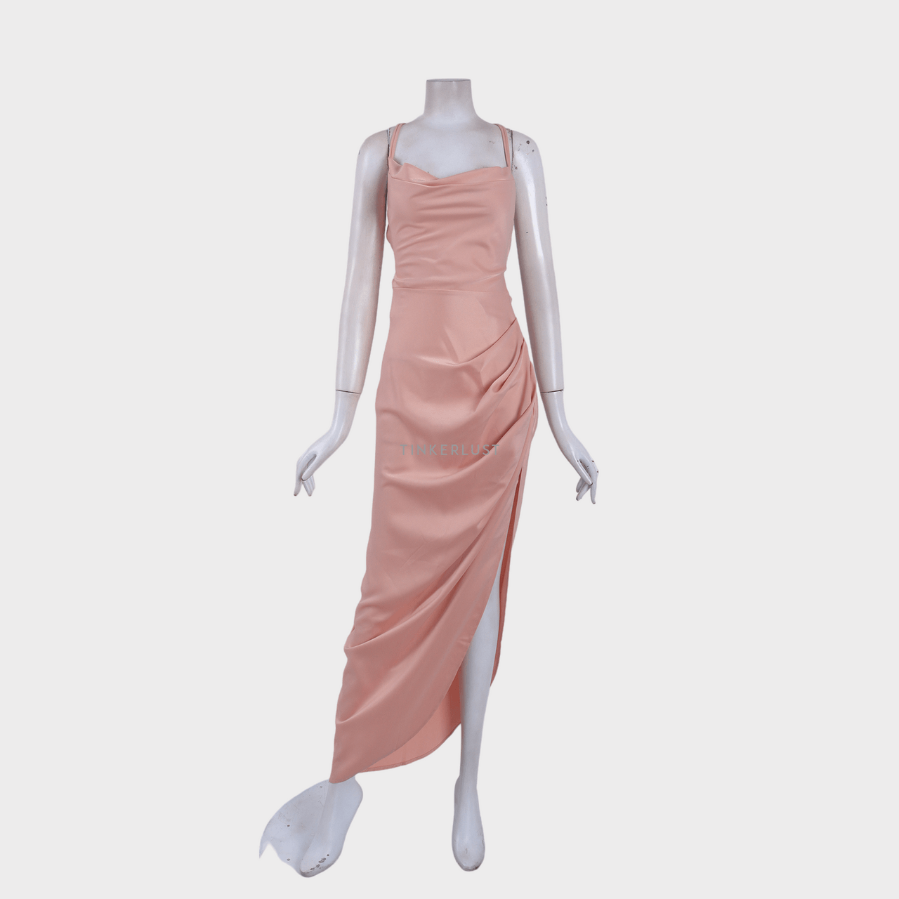 Spring Summer Style Soft Pink Slit Long Dress