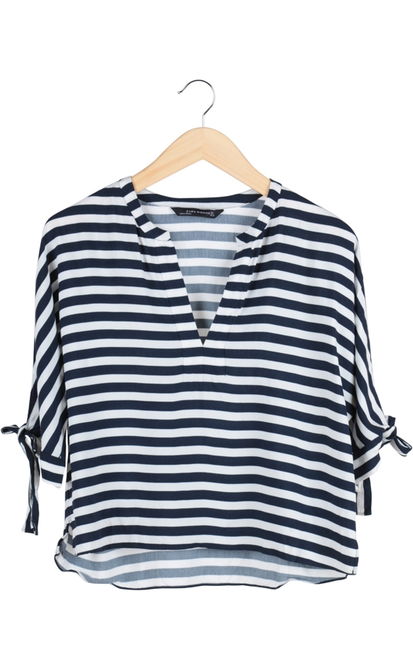 White and Blue Striped Blouse