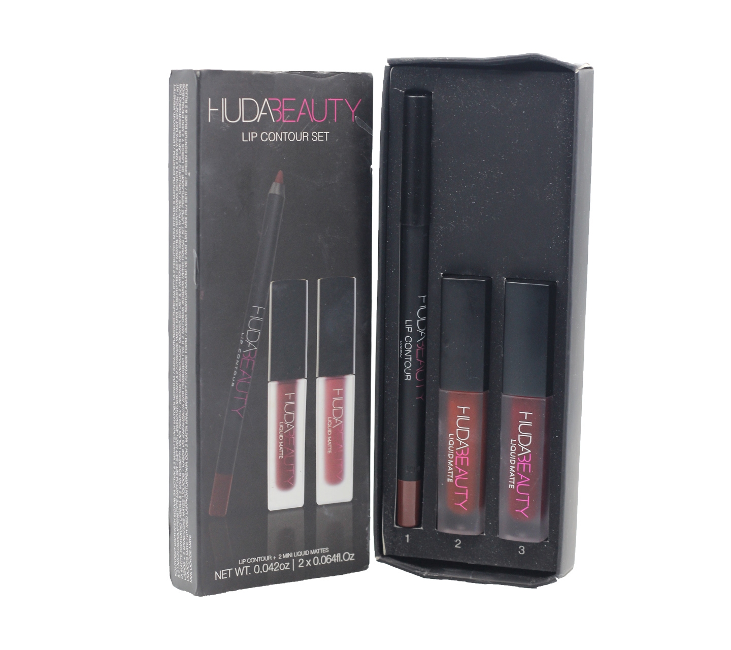 Huda Beauty Lip Contour + Mini Liquid Matters Vixen & Famouse Sets and Palette