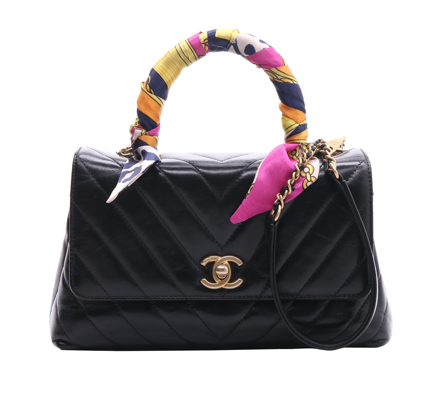Chanel Black Mini Flap Bag With Ttop Handle Satchel