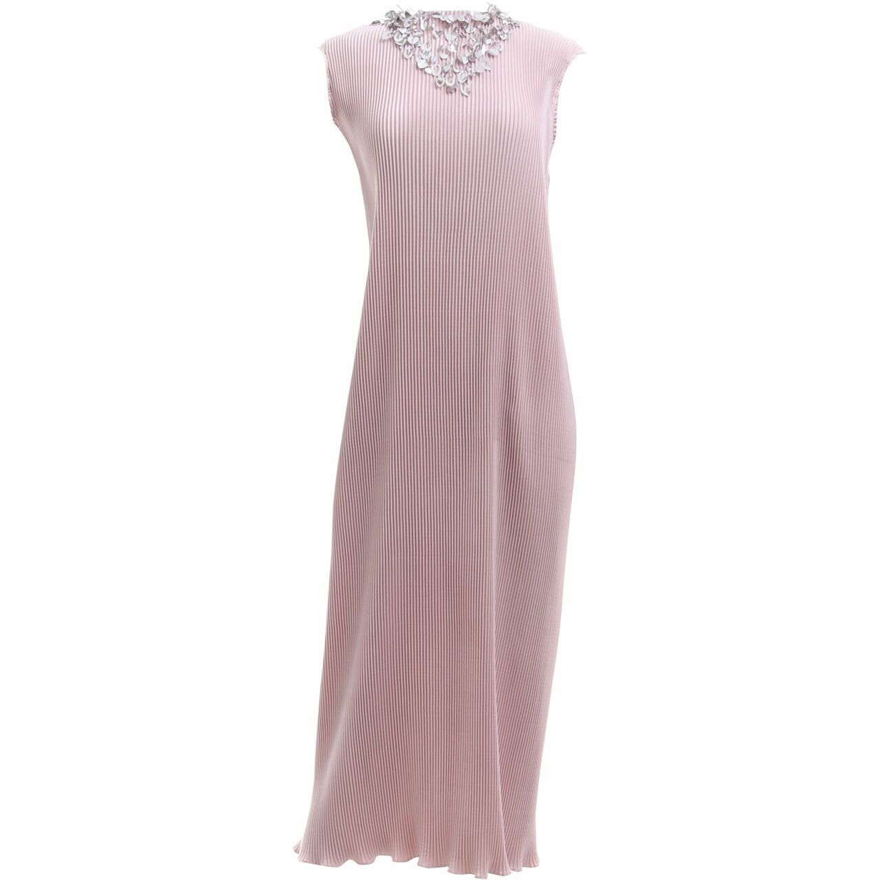 Agnala Dusty Pink Pleated Long Dress