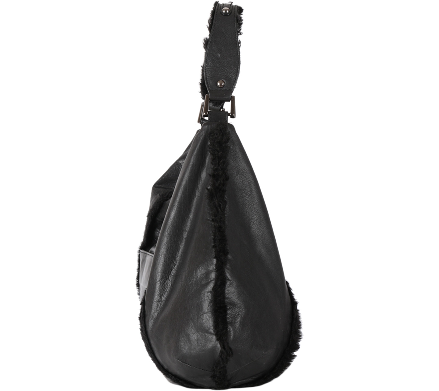 Kenneth Cole Black Furry Leather Handbag