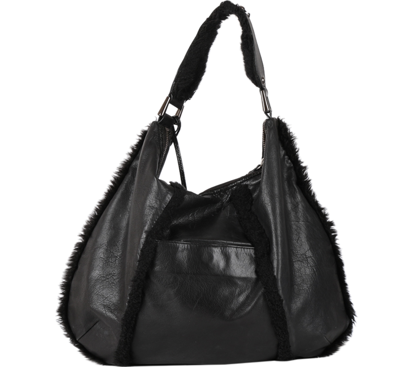 Kenneth Cole Black Furry Leather Handbag