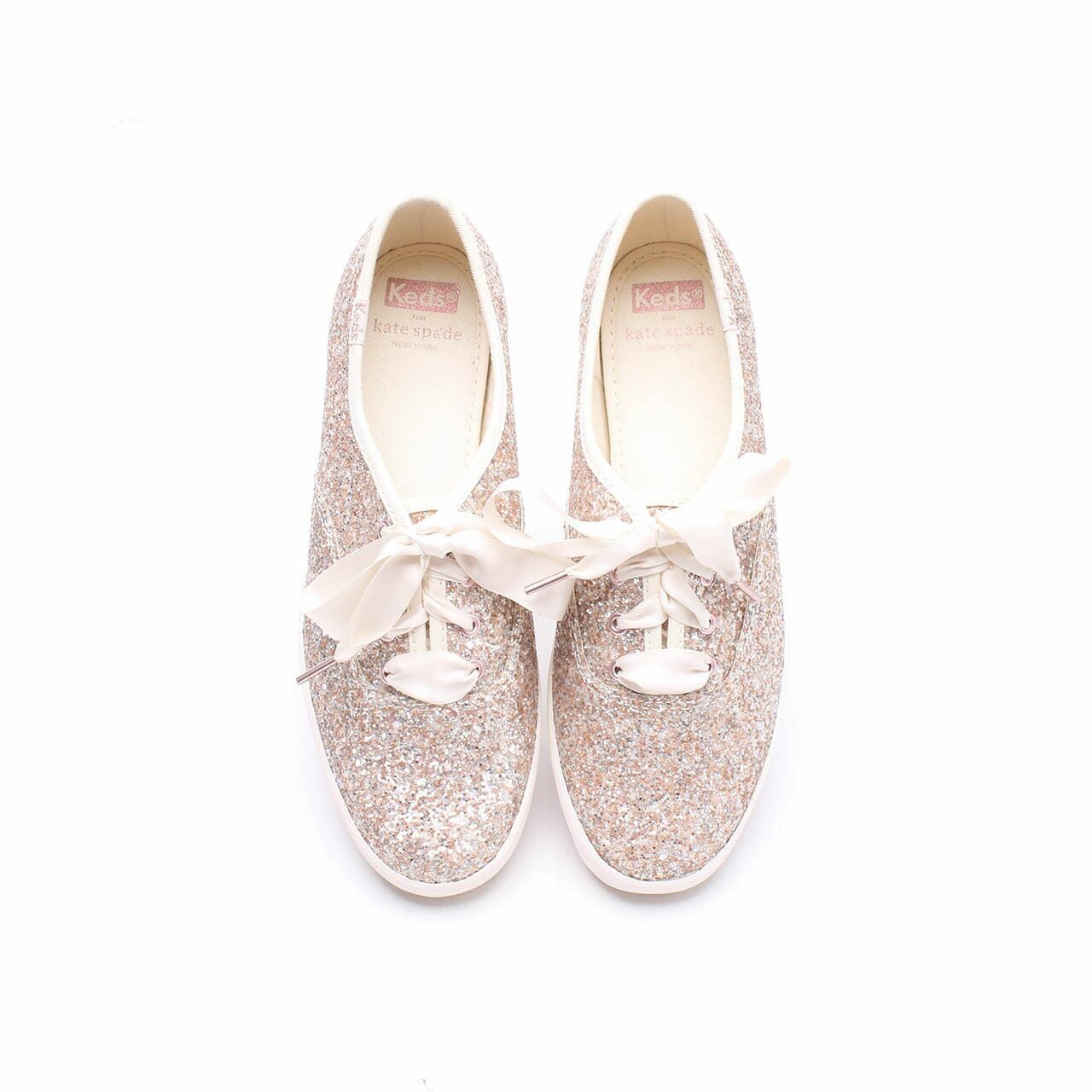 Keds For Kate Spade Champion Gold White Glitter Sneakers