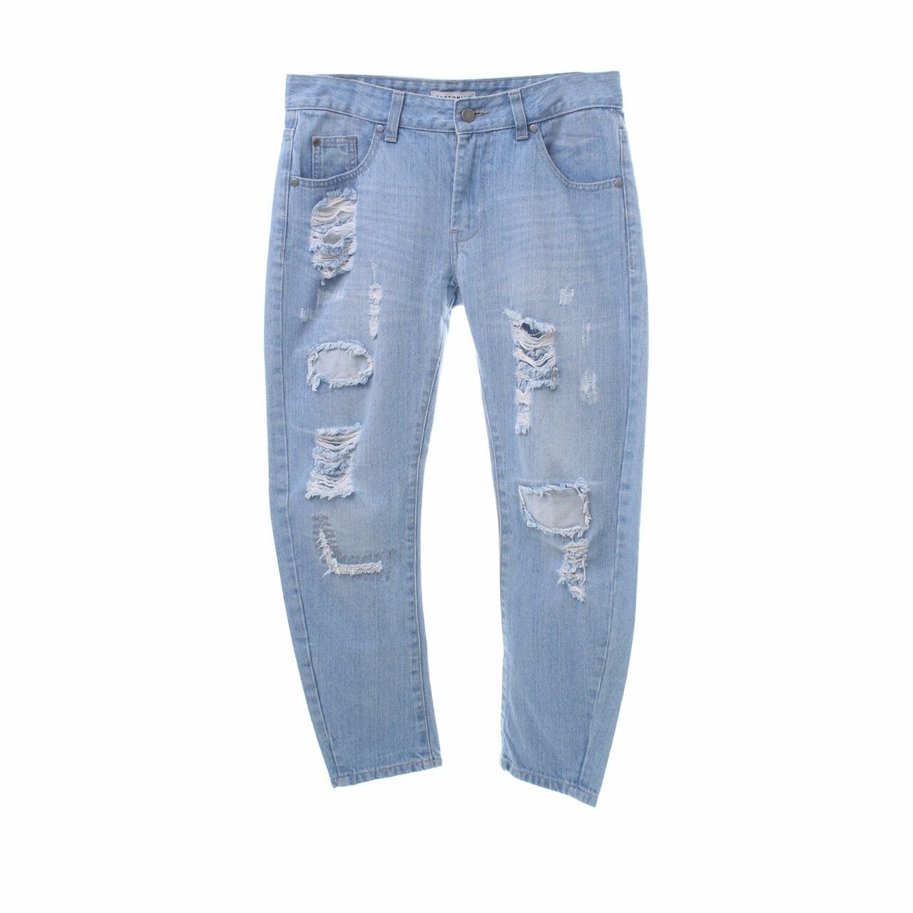 Cotton Ink Blue Ripped Long Pants
