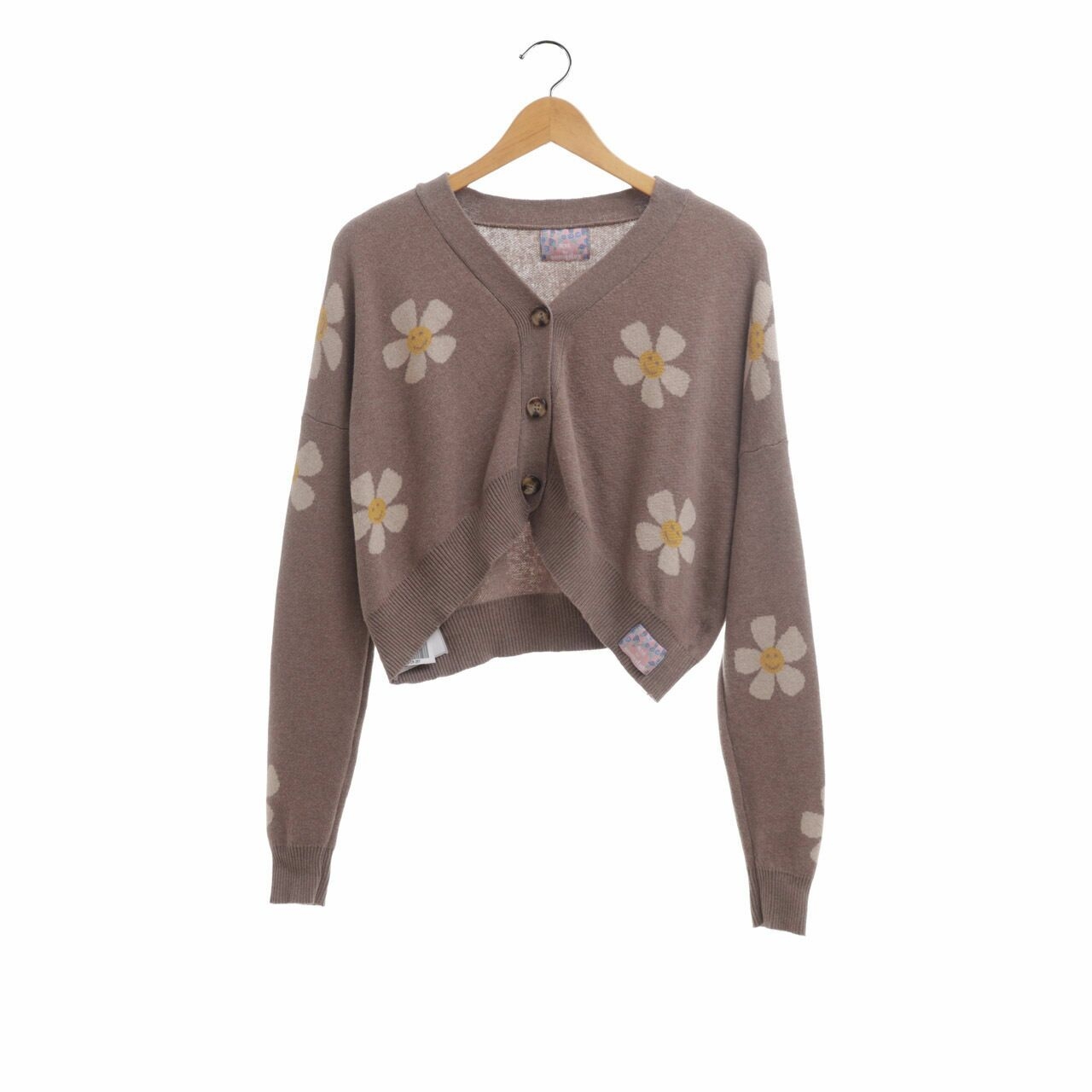 IKYK Brown Floral Knit Cardigan