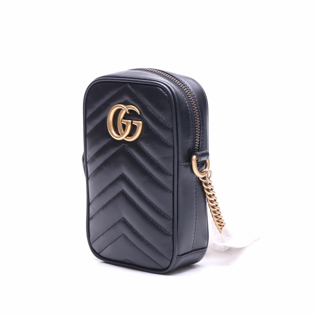 Gucci Calfskin Matelasse Mini GG Marmont Black Crossbody Bag