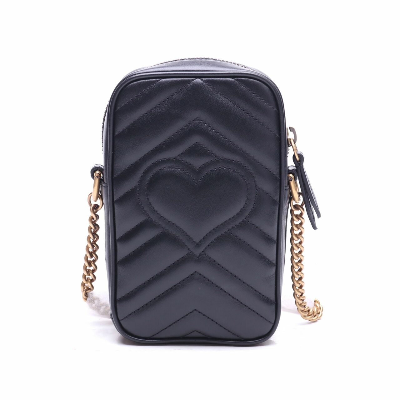 Gucci Calfskin Matelasse Mini GG Marmont Black Crossbody Bag