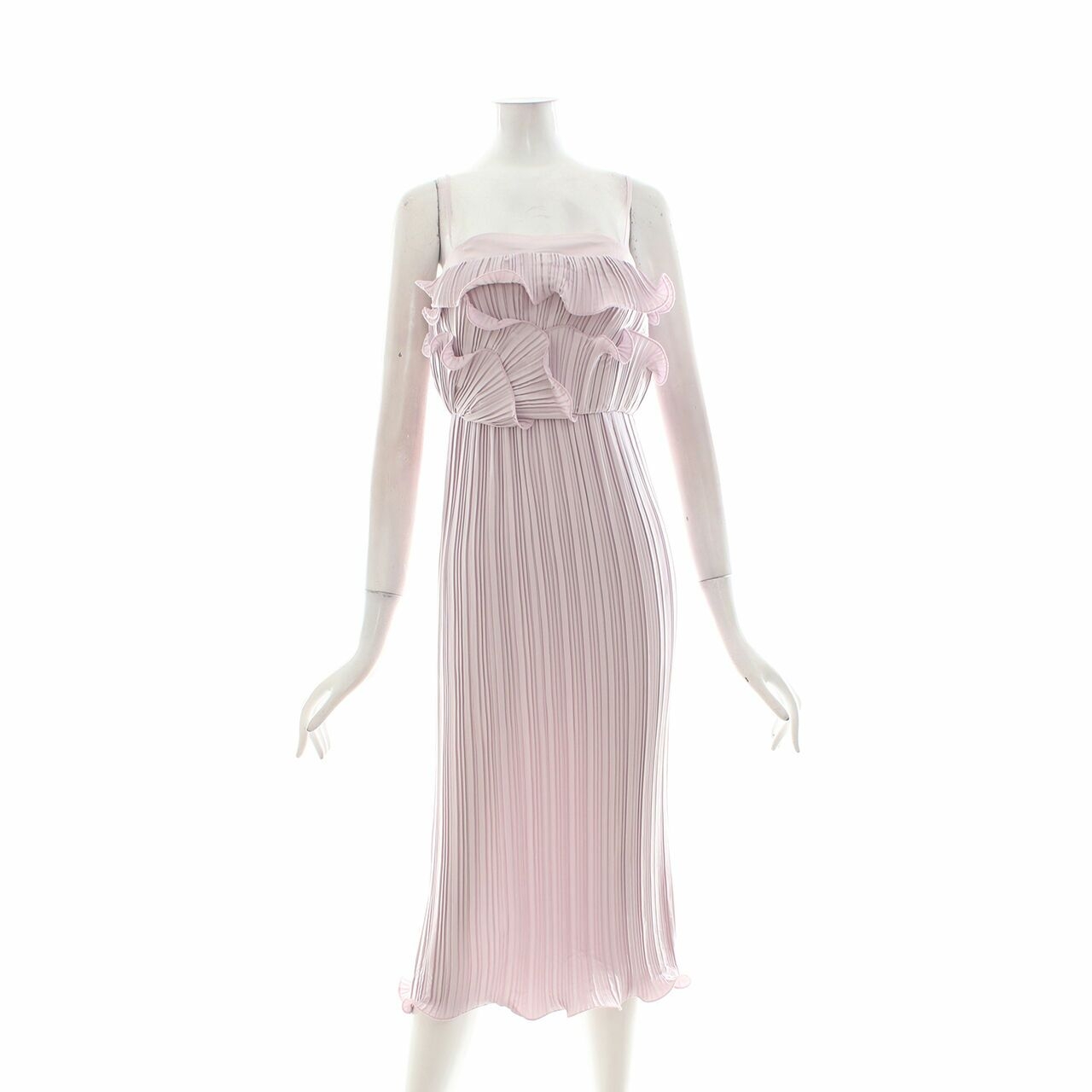 Claude Lilac Pleats Ruffle Midi Dress
