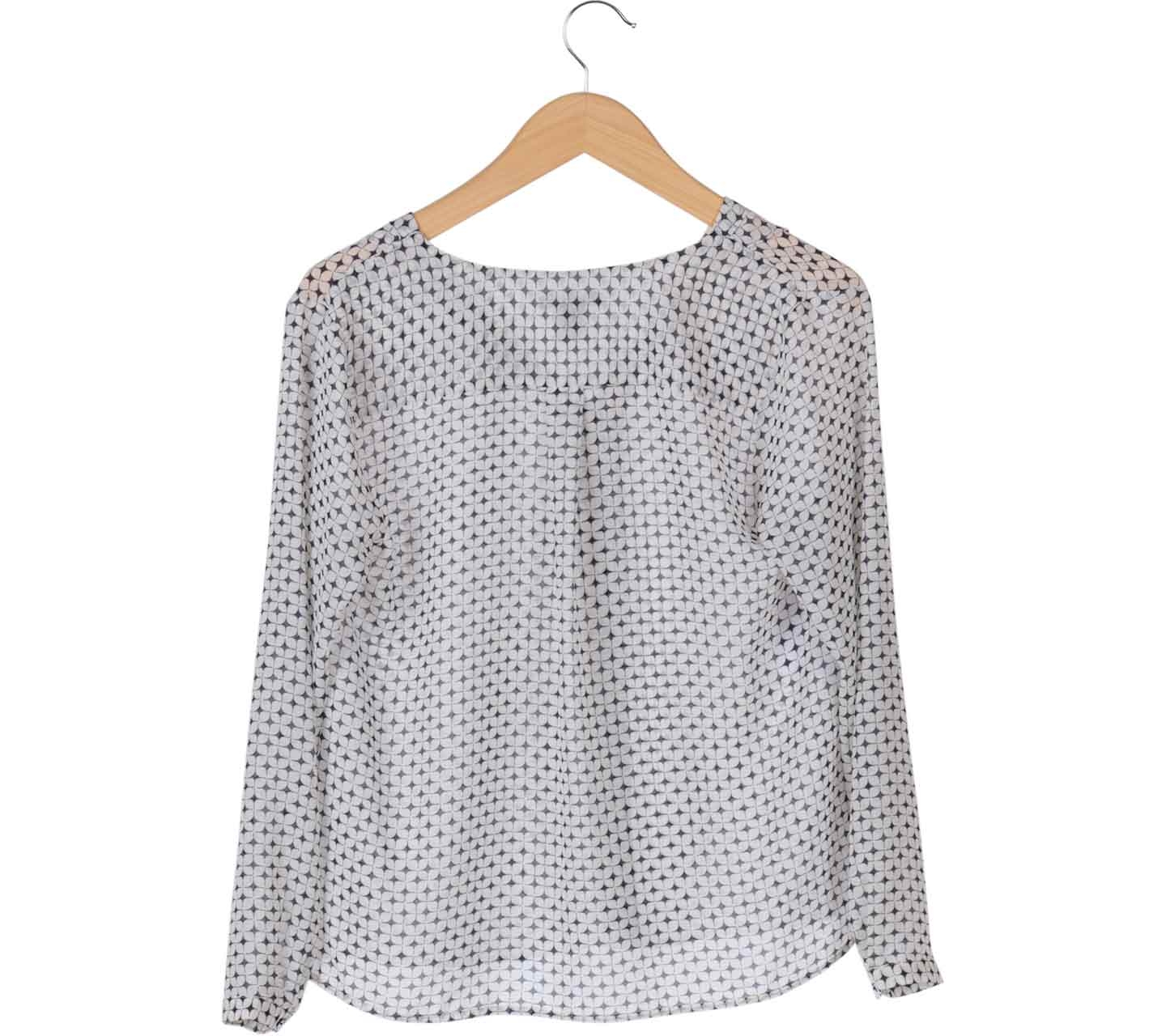 H&M White Patterned Blouse