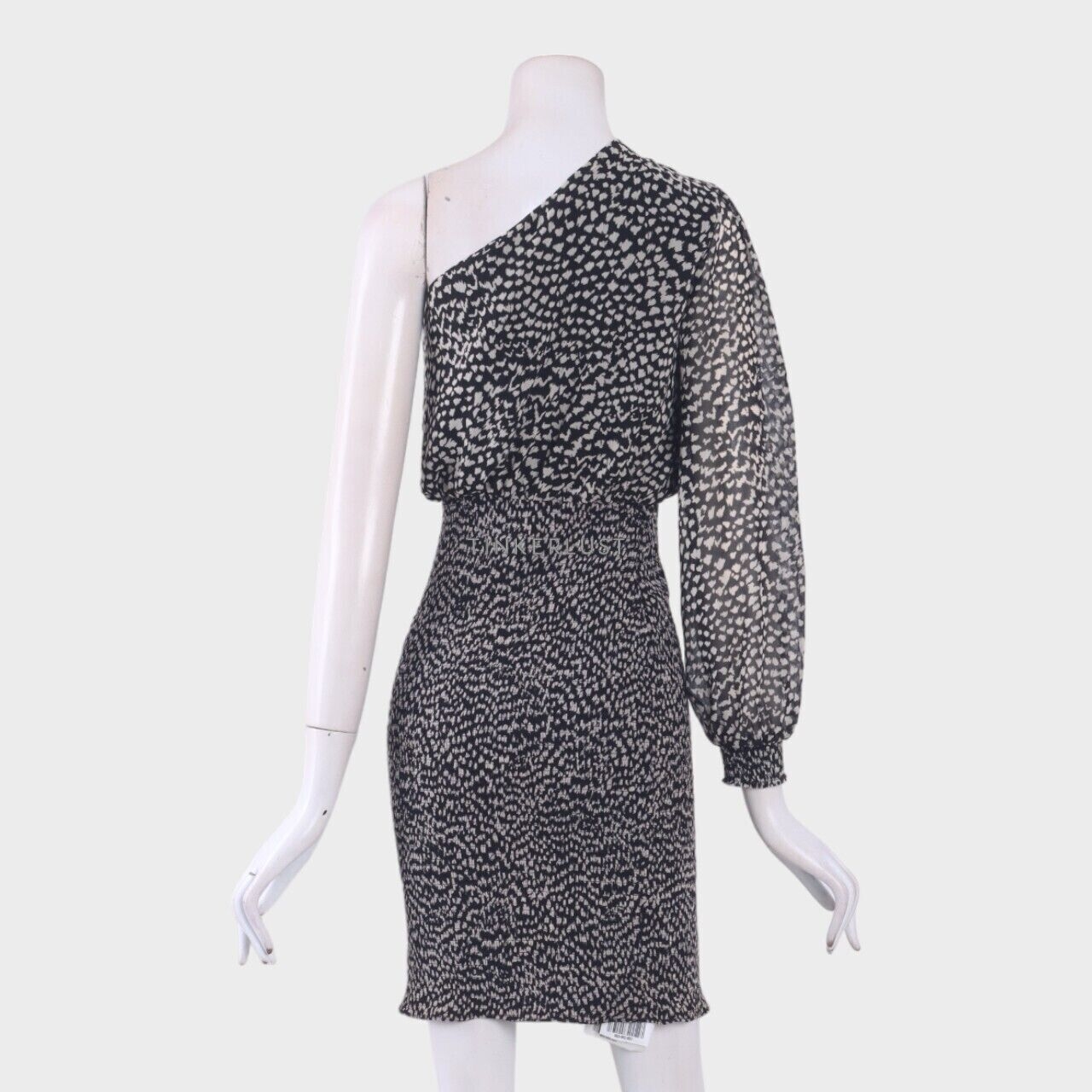 Kookai Black & White Pattern One Shoulder Mini Dress