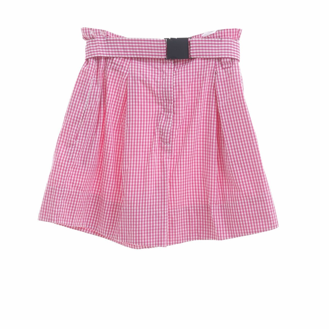 N°21 Gingham Check Pink Belted Shorts Pants