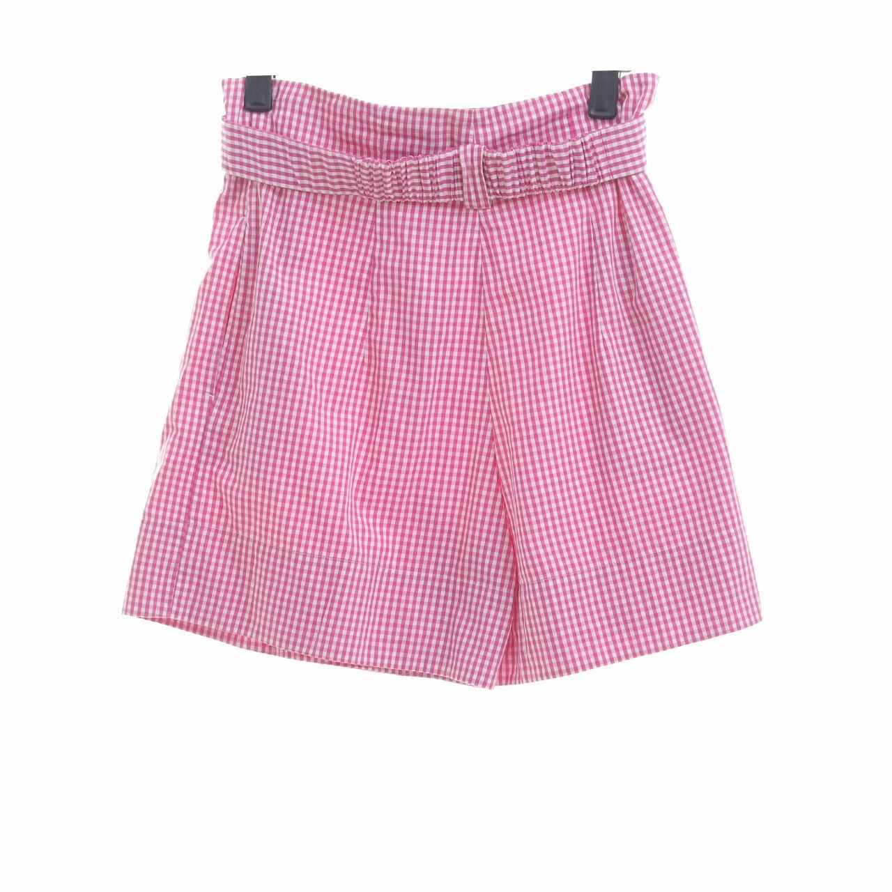 N°21 Gingham Check Pink Belted Shorts Pants