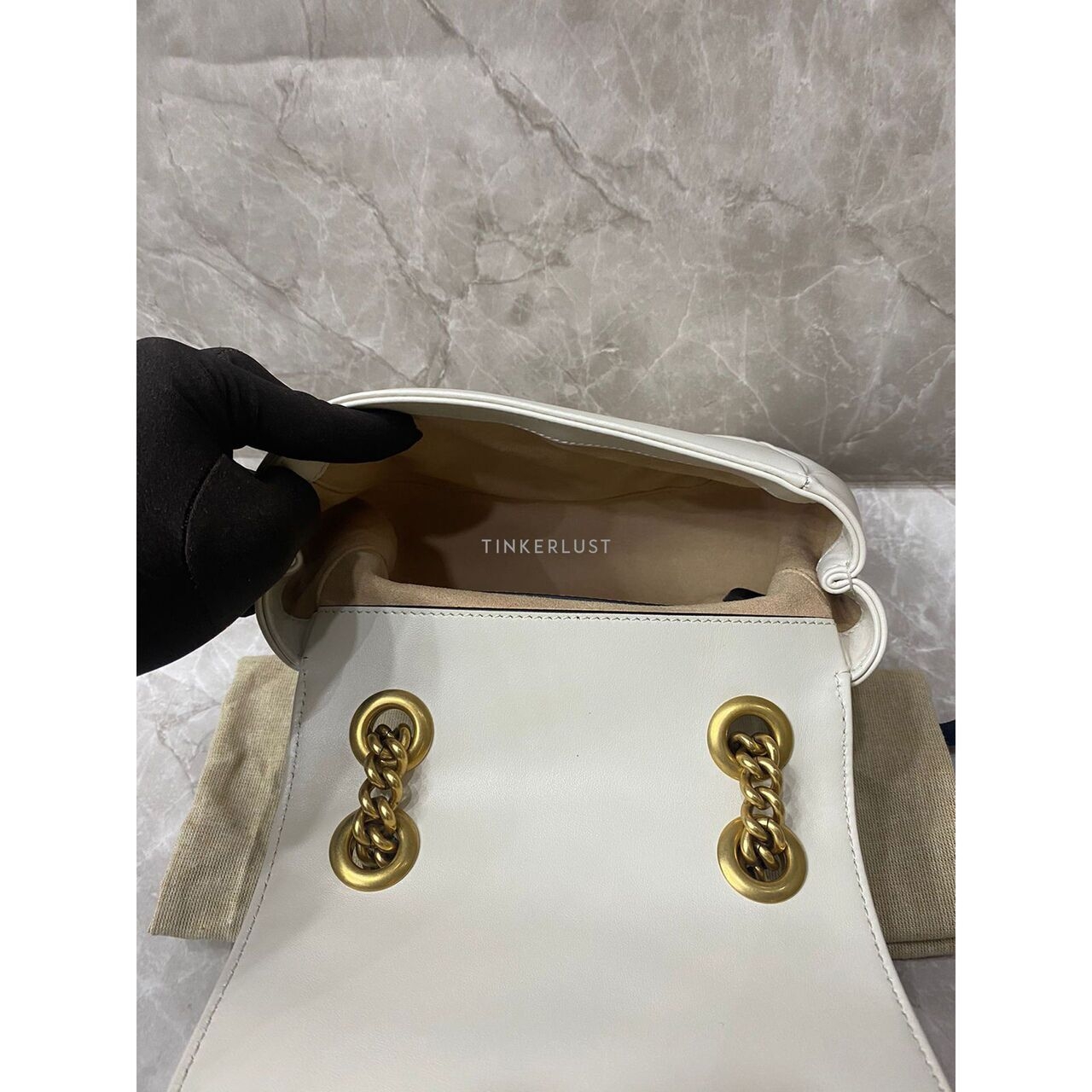 Gucci Marmont White Matelasse 2023 GHW Sling Bag