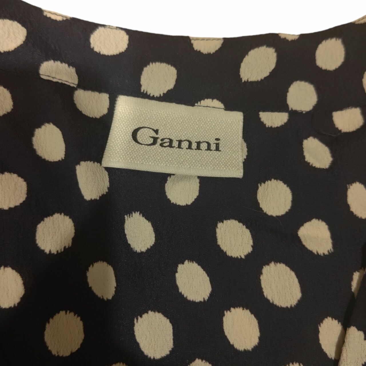 Ganni Black & White Polkadots Midi Dress