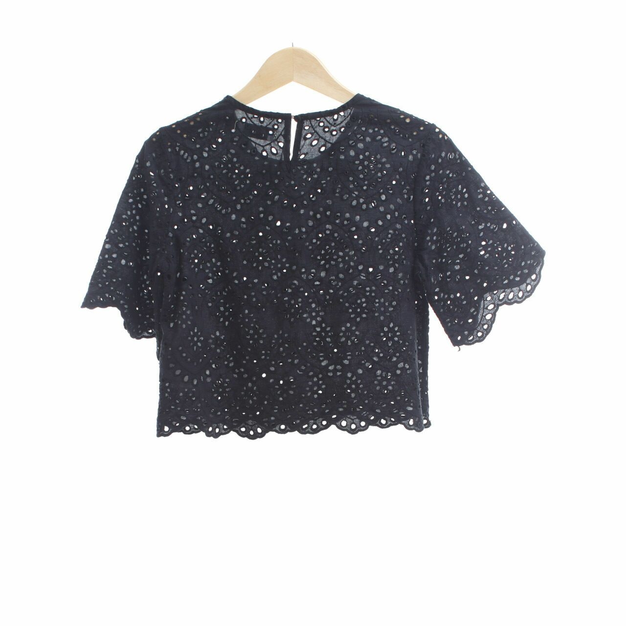 The Editor's Market Black Perforated Blouse