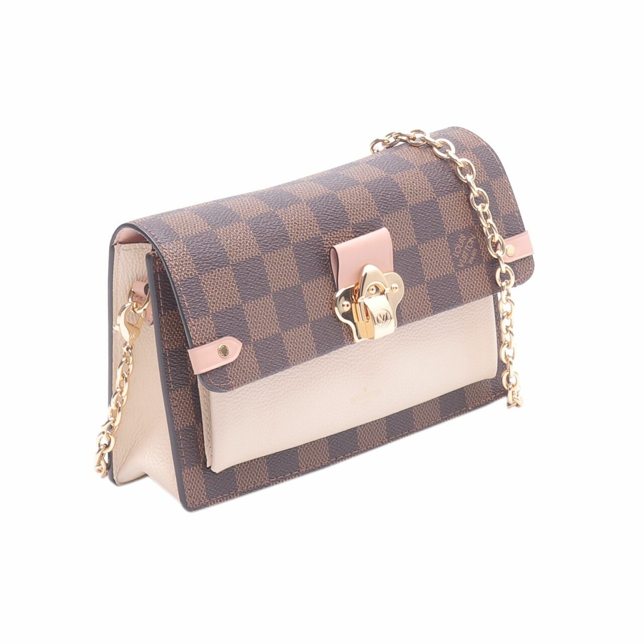 Louis Vuitton Damier Ebene Canvas Vavin Creme Chain Wallet Crossbody Bag