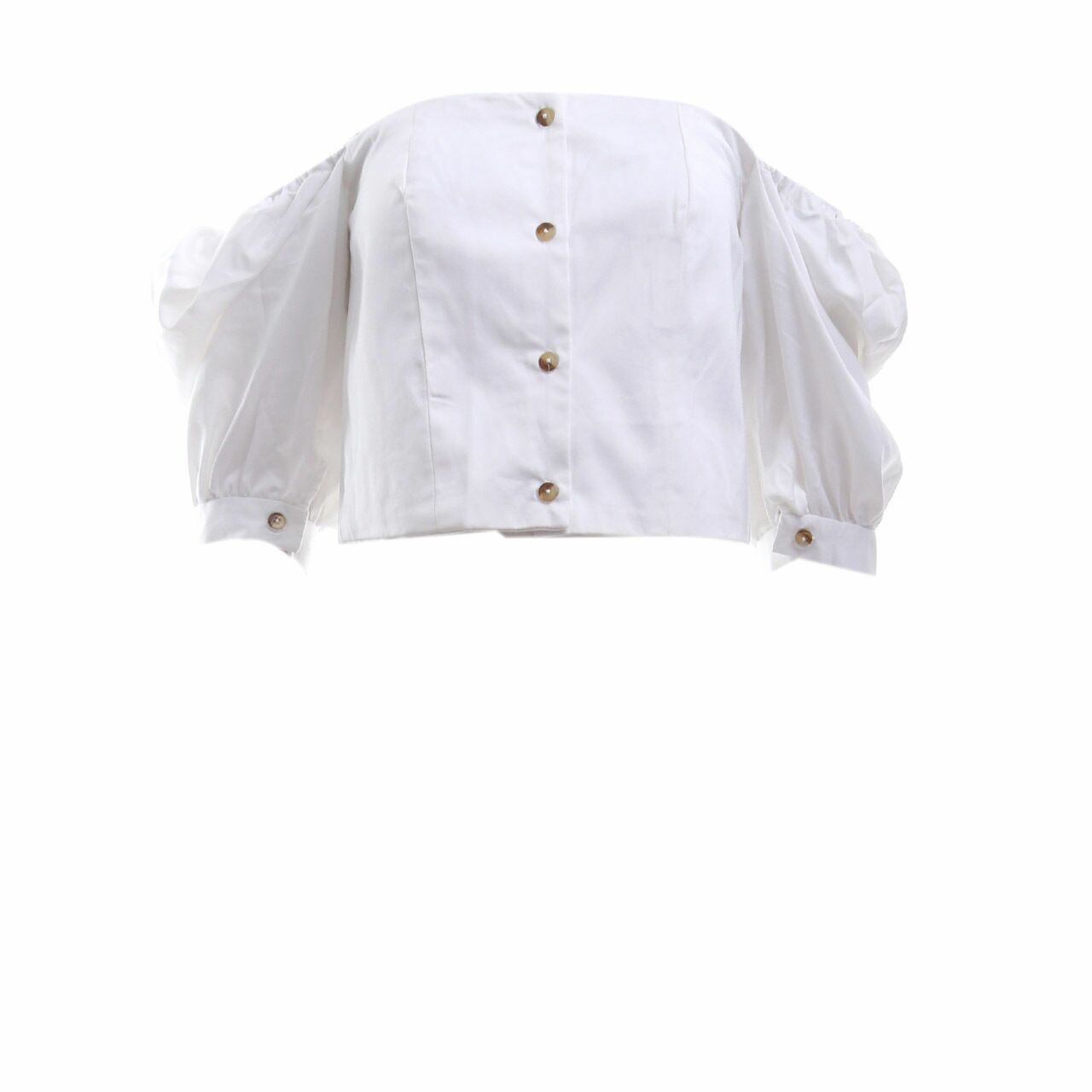 Kinkami White Crop Off Shoulder Blouse