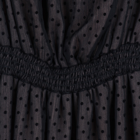 Black Polkadot Sheer Off-The-Shoulder Midi Dress