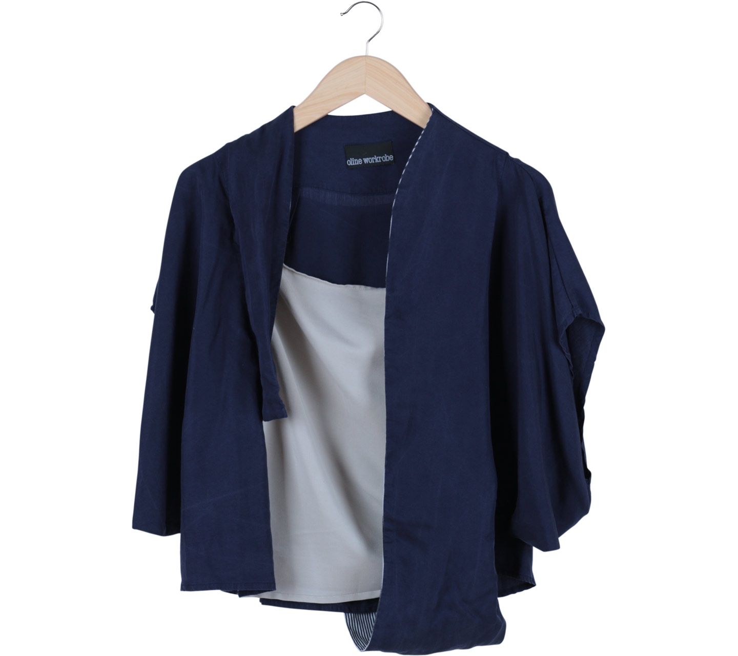 Oline Workrobe Blue And Grey Combi Blouse