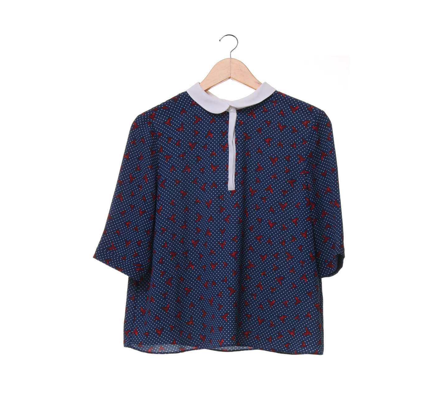 Zara pattern navy blouse 