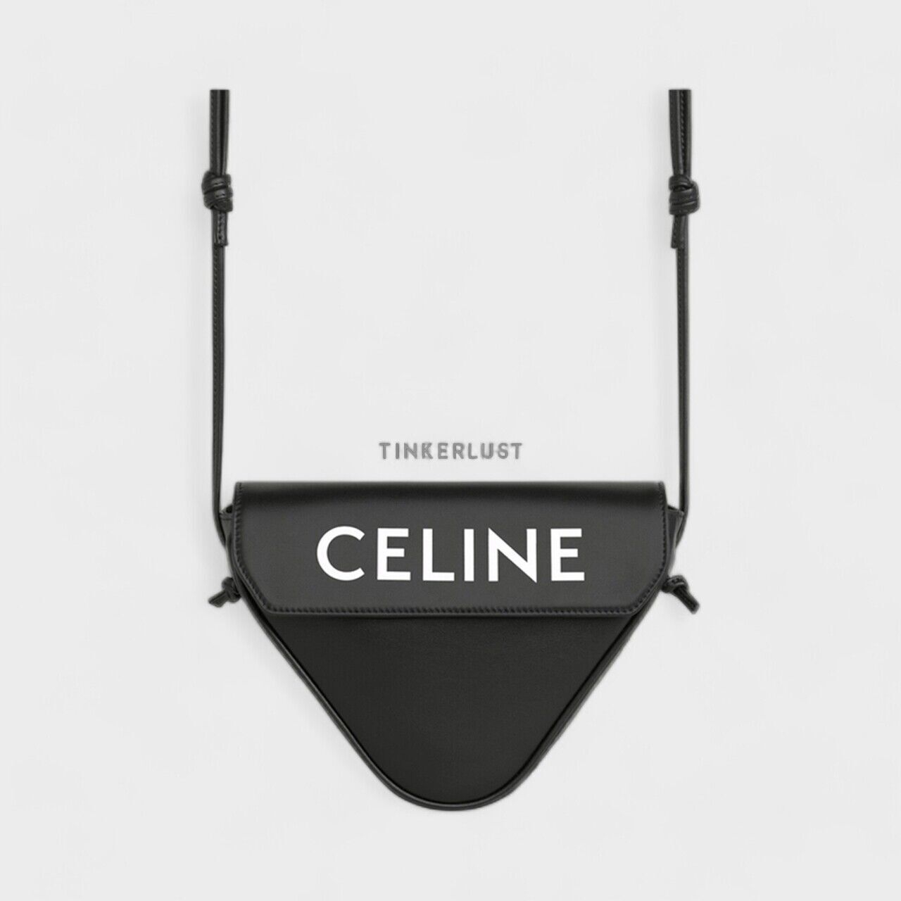 Celine Triangle in Black Smooth Calfskin with Celine Print Sling Bag