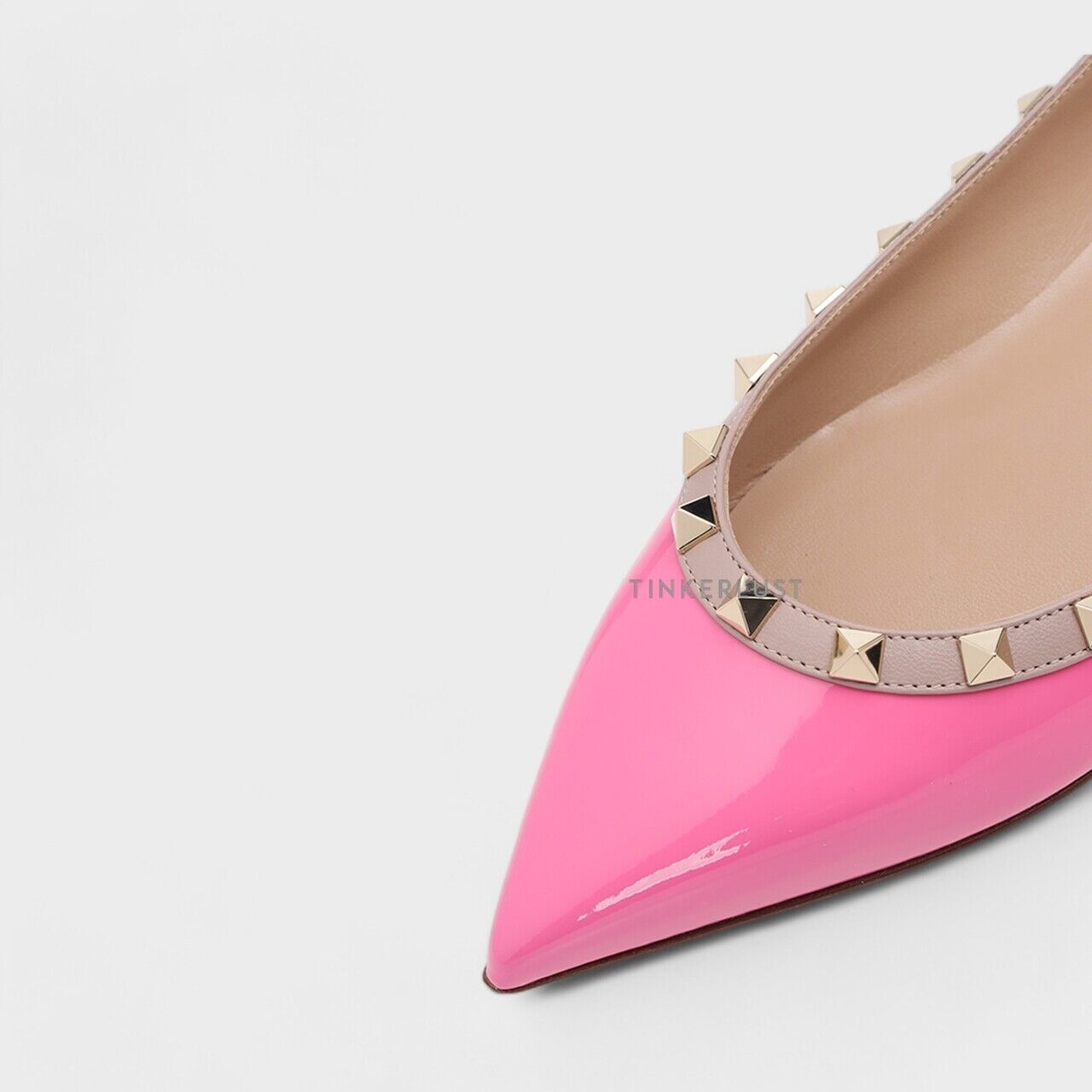 Valentino Rockstud Ballerina in Feminine Pink Patent Flats