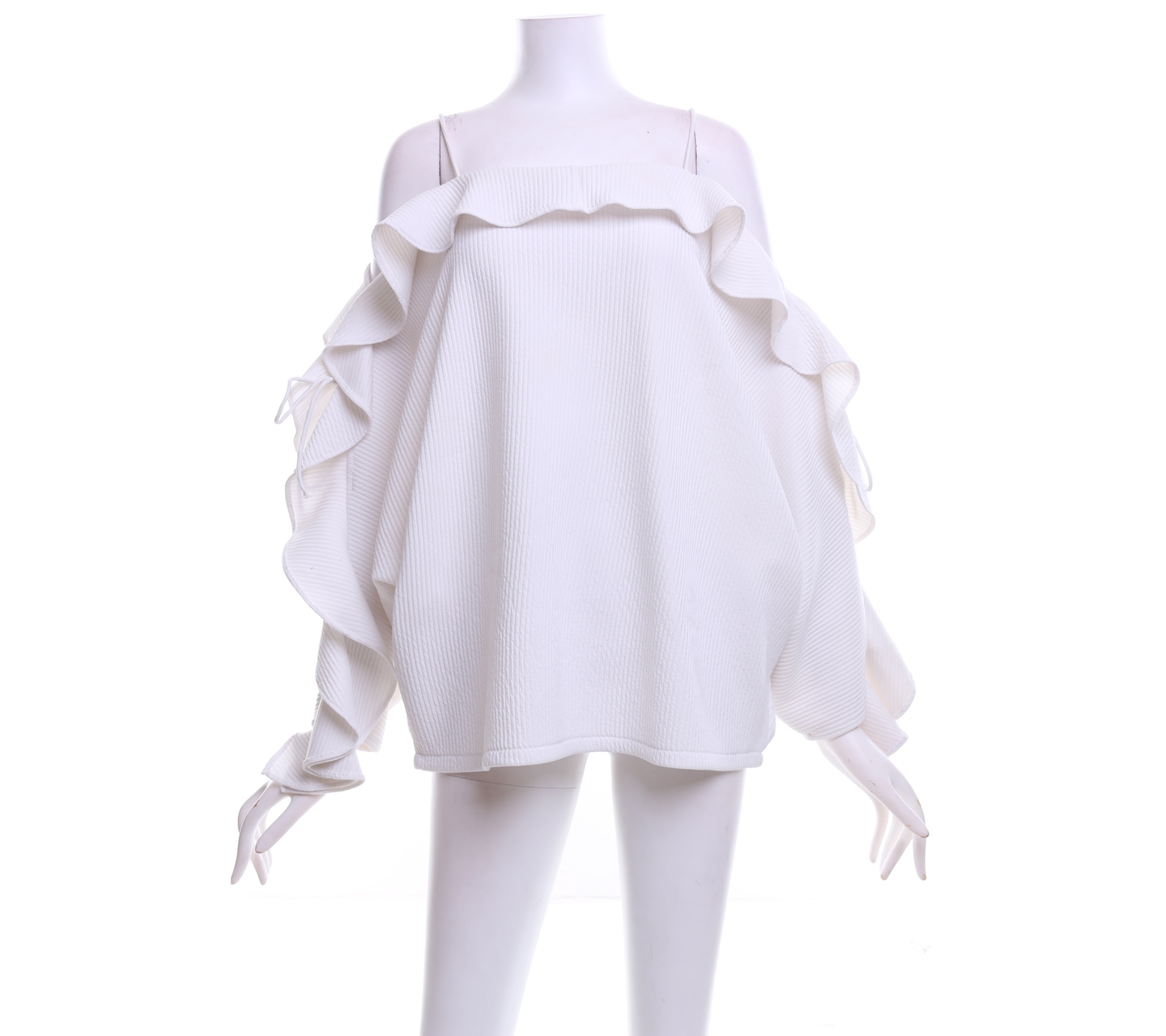 Apparelluxe White Cold Shoulder Strap With Bad Wing Blouse